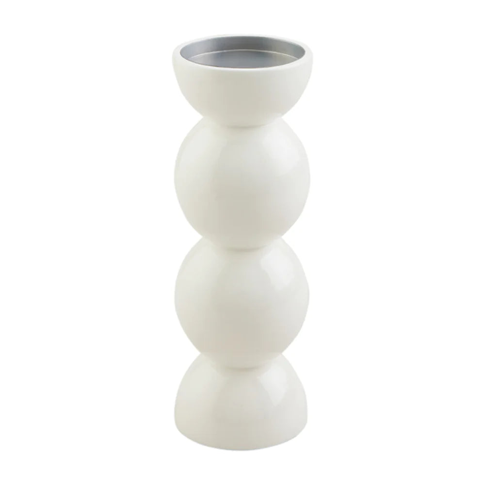 White Lacquer Candlestick By Mud Pie
