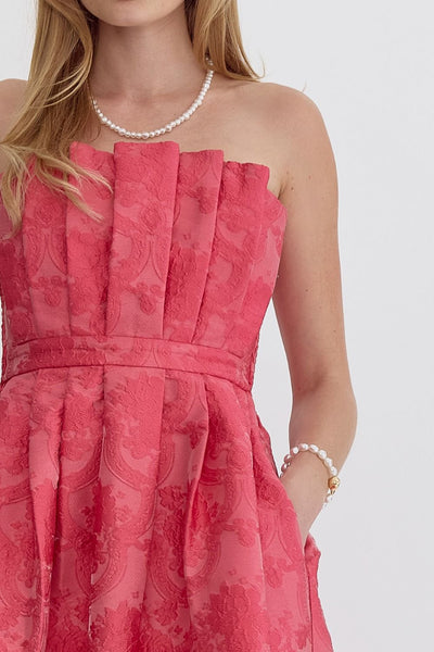 Hot Pink Tapestry Midi Dress