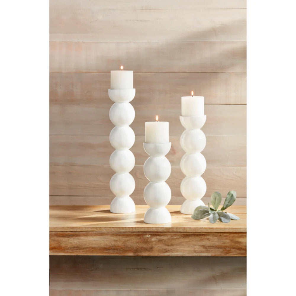 White Lacquer Candlestick By Mud Pie