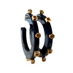 Black with Gold Stones City Girl Jewel Hoop Earring-Small