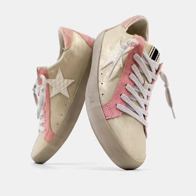 Paula Gold Distressed Star Sneaker By Shu Shop