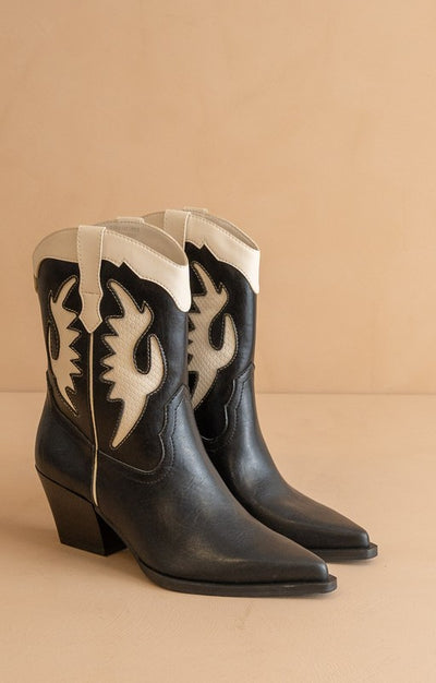 Houston Layered Panel Cowboy Boot- Black
