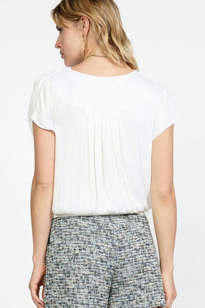 White Cap Sleeve Pleated Shoulder Top