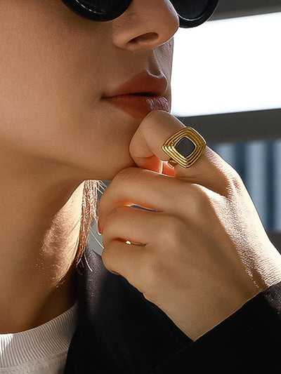 Auricca 18K Gold Non-Tarnish Abstract Ring