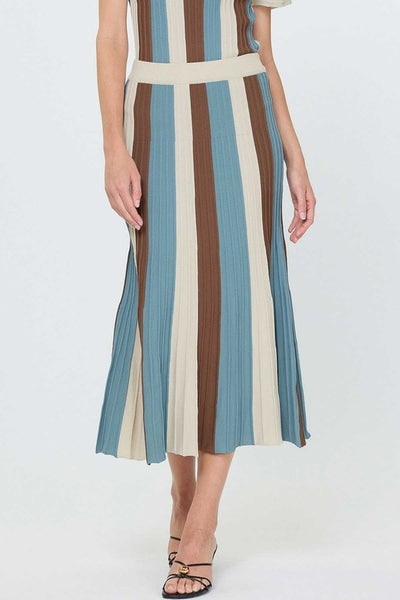 Color Block Sweater Midi Skirt Set