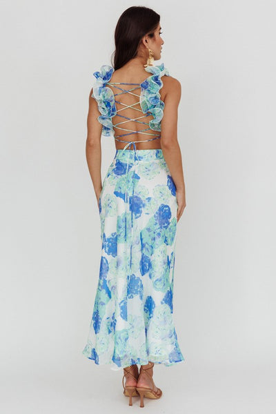 Ruffle Strap Floral Maxi Dress