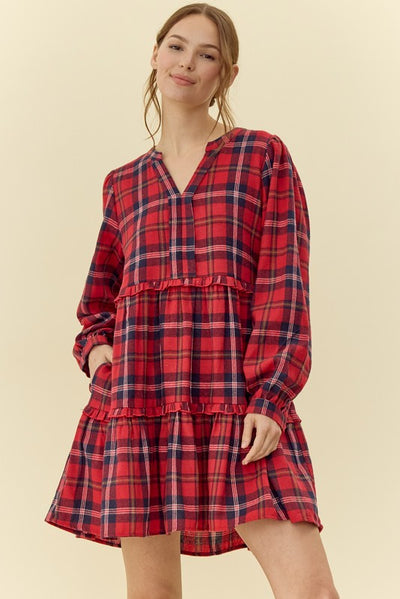 Checkered Long Sleeve Dress
