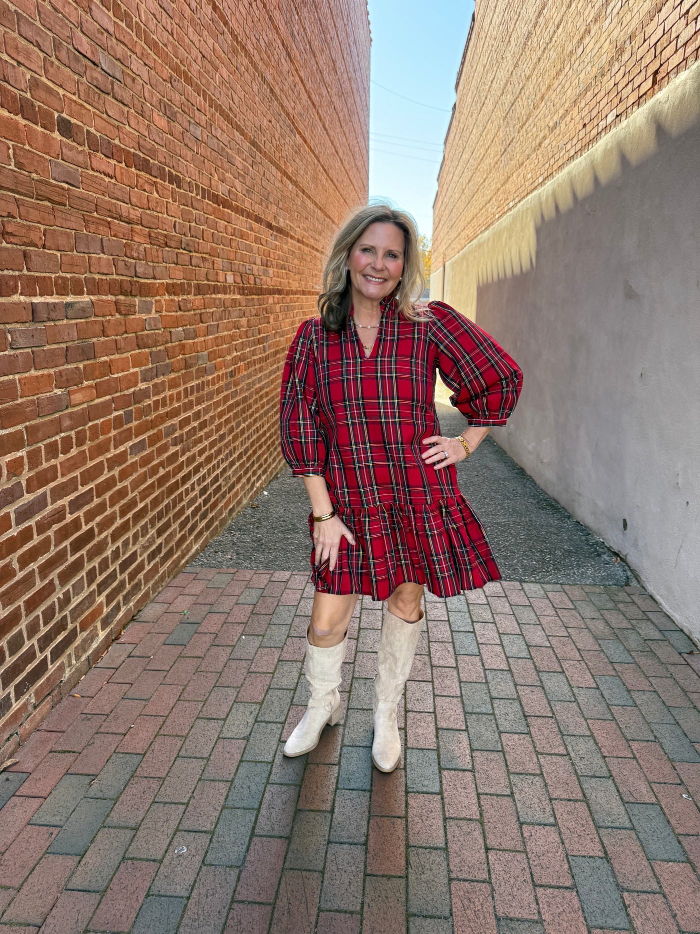 Naomi Red Plaid Dress