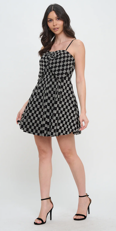 Midnight Weave Bow Mini Dress