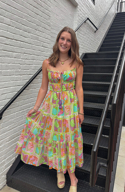 Tropical Mosaic Maxi Dress