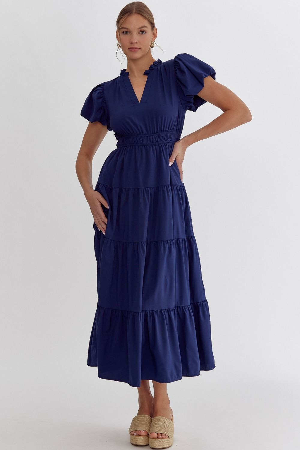 Navy Tiered Maxi Dress