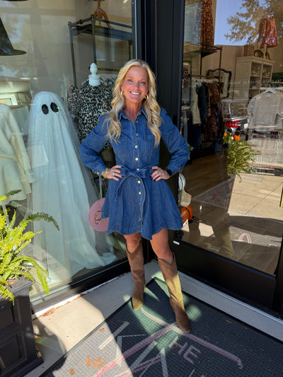 Scallop Hem Denim Dress