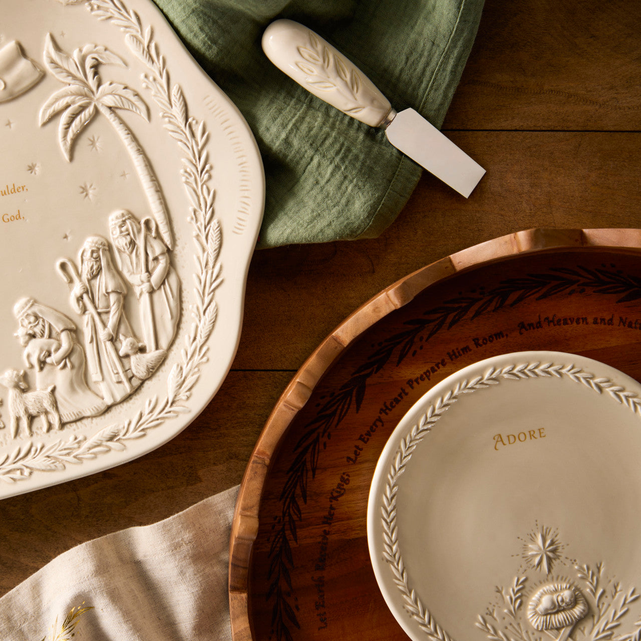 Christmas Journey Ceramic Nativity Serving Platter 18" x 12"