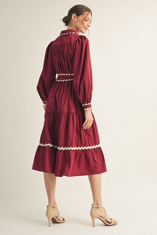 Garnet Belted Waist Midi Dress
