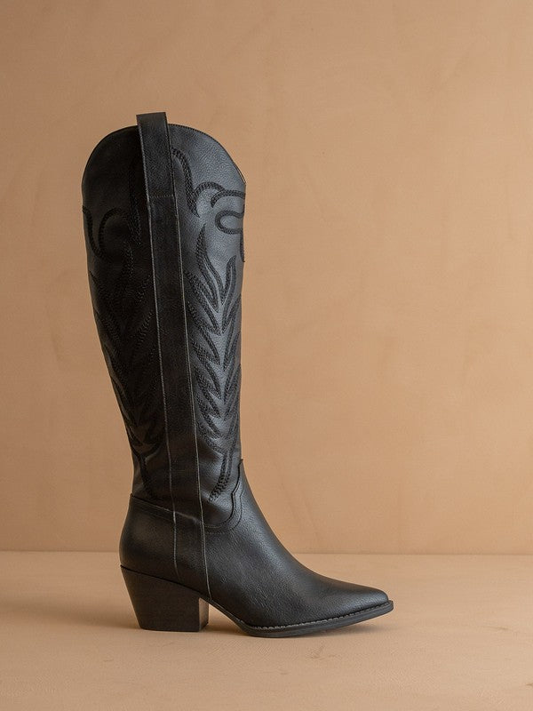 Samara Embroidered Tall Boot- Black