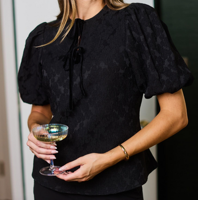 Ren Jet Black Jacquard Top