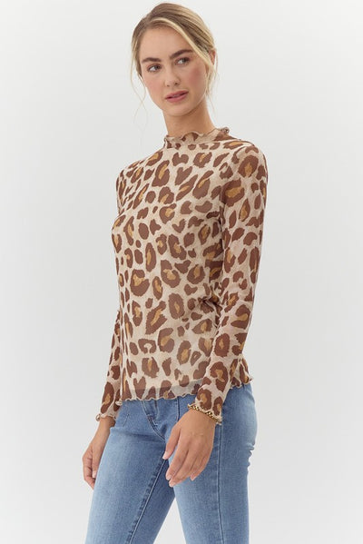 Mesh Leopard Print Top