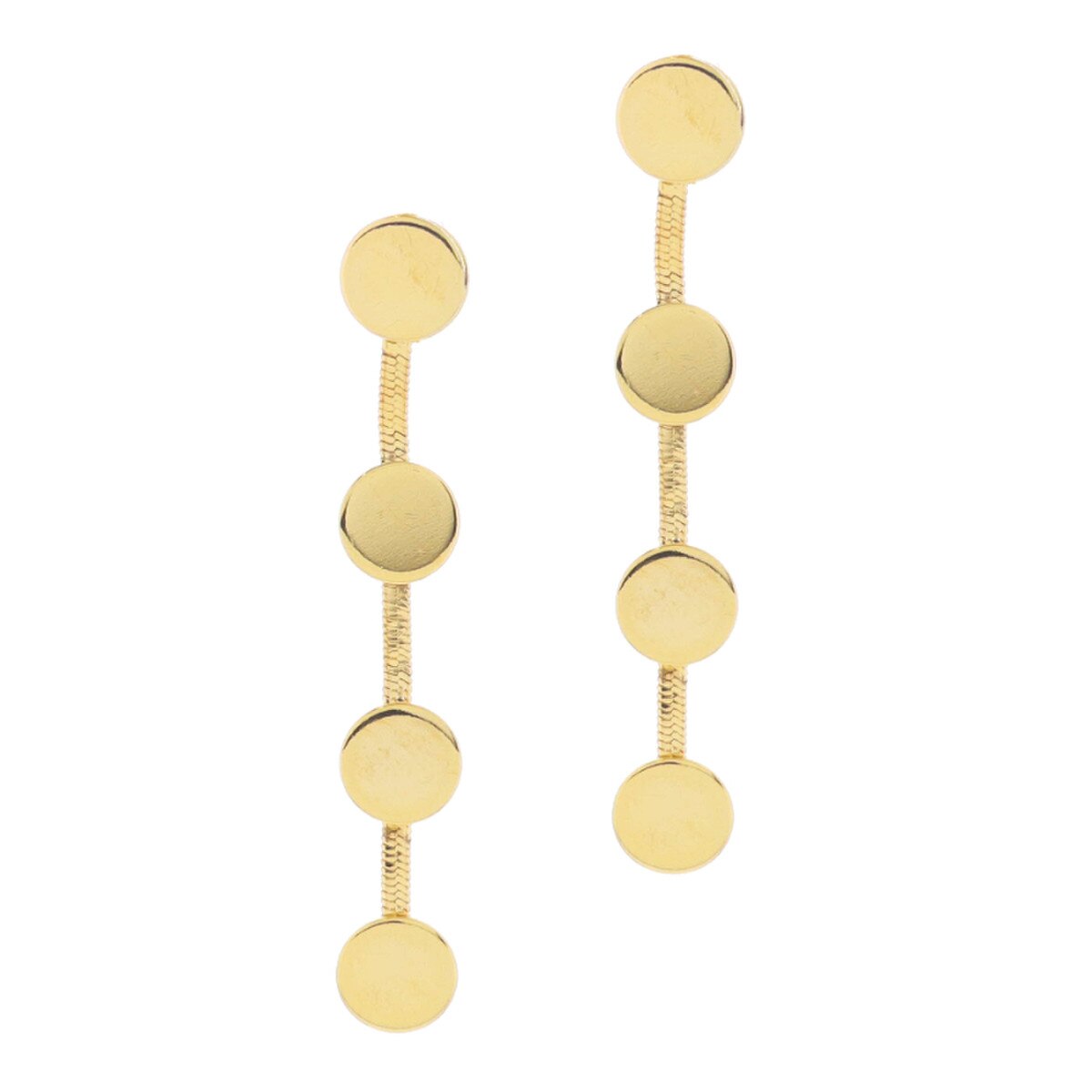 Gold Disc Drop Earrings by Jane Marie