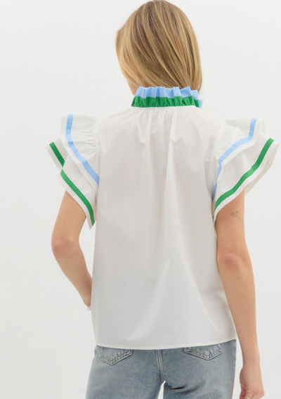 White Color Edge Detail Top