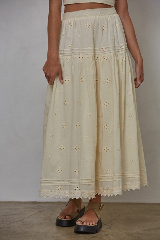 Estelie Eyelet Maxi Skirt