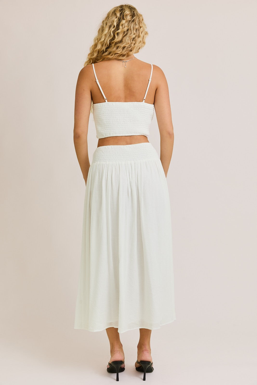 Smocked Crop Top & Midi Skirt Set