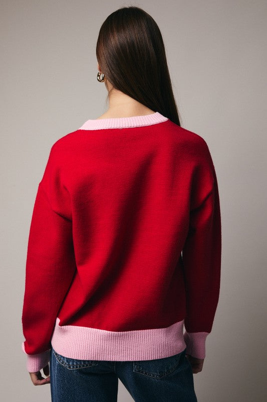 Red and Pink Merry Sweater