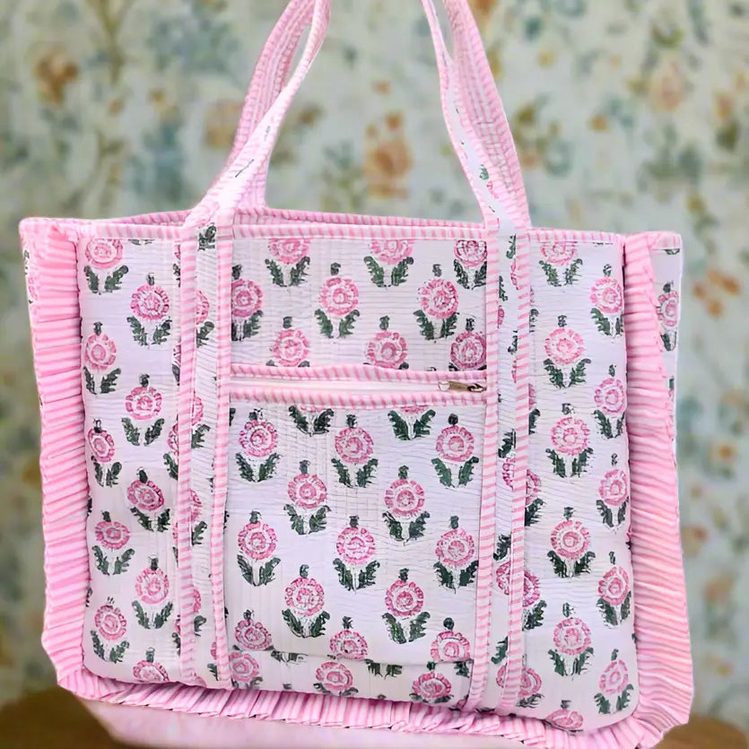 Nash Grey Floral Print Tote Bag