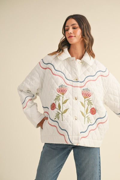 Multi Colored Floral Embroidered Jacket