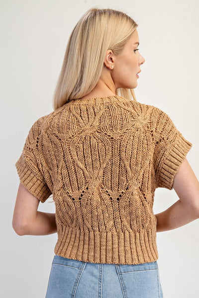 Cable Knit Ribbed Hem Sweater Top