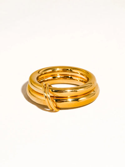 Gravité 18K Gold Non-Tarnish Double Stack Ring