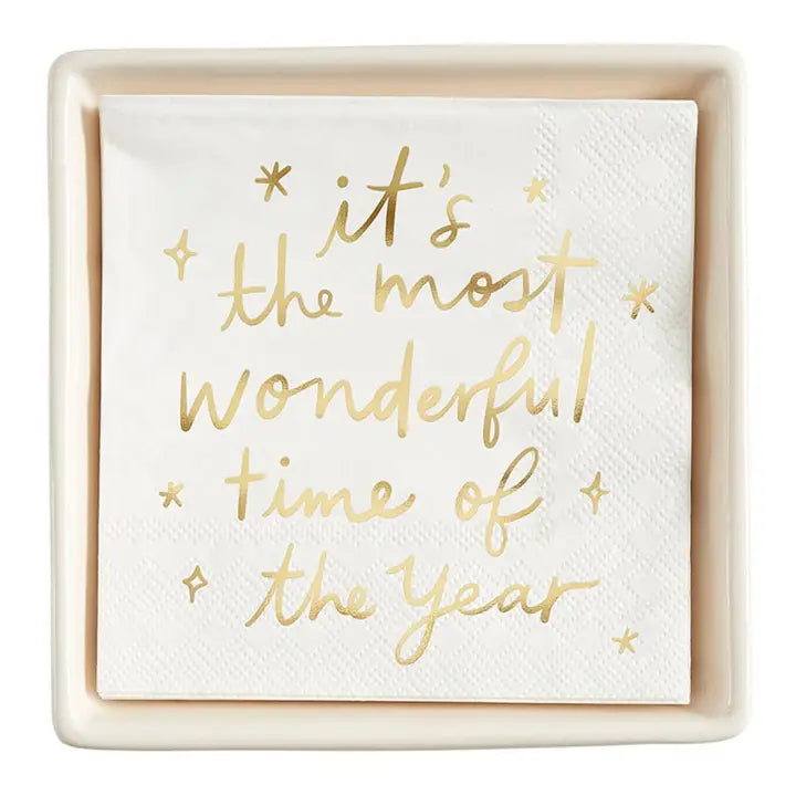 Ceramic Napkin Tray and Napkins
