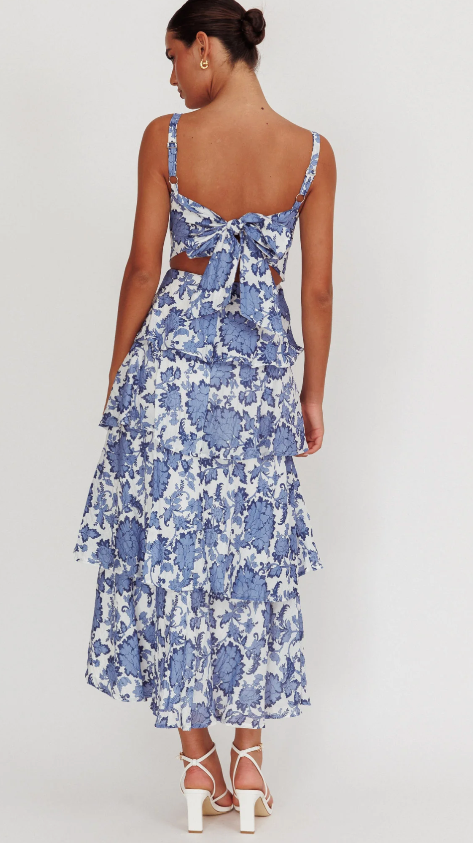 Blue Provence Bloom Tiered Maxi Dress