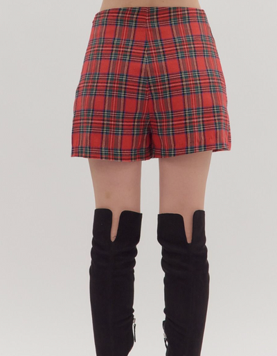 Red Plaid Wrap Skort