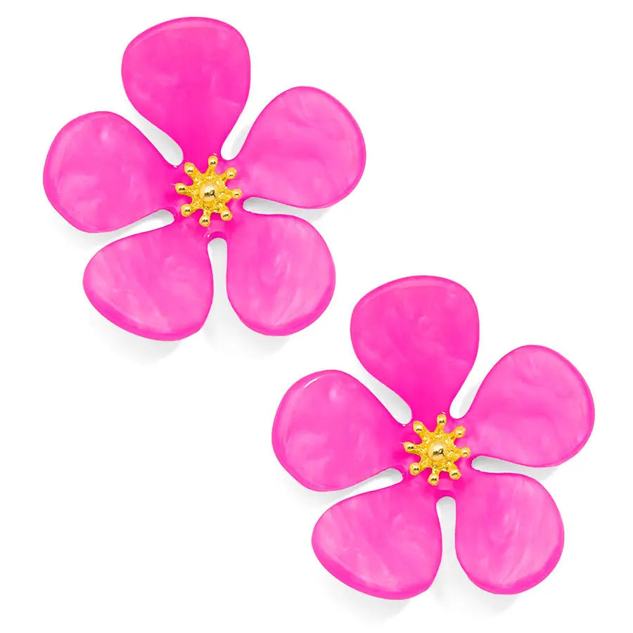 Glistening Resin Flower Stud Earring