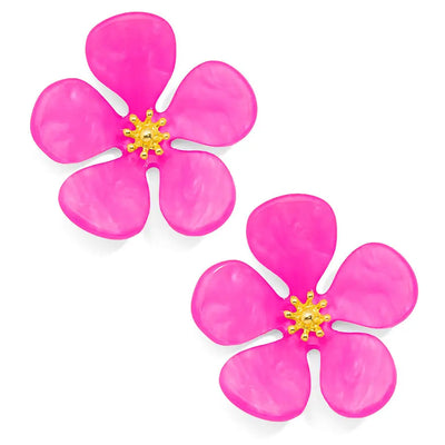 Glistening Resin Flower Stud Earring