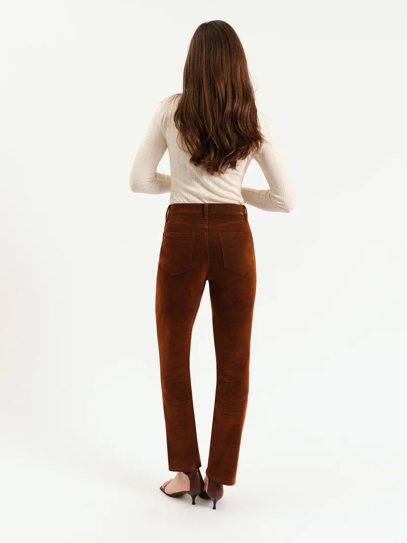 Smarty Pants High Rise Slim Straight Pant- Cognac