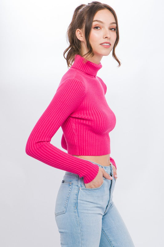 Ribbed Turtleneck Layering Sweater