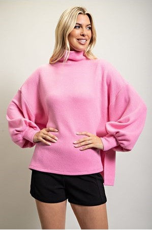 Mock Neck Balloon Sleeve Top