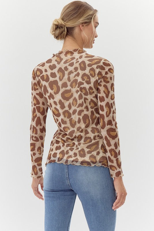 Mesh Leopard Print Top