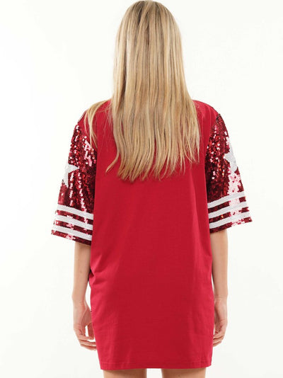 Sparkle Game Day QB Jersey- Garnet/Crimson/White