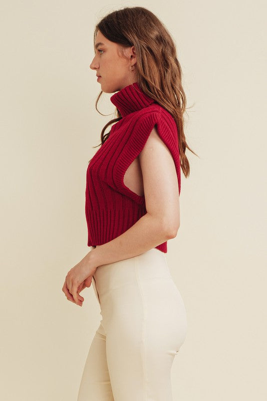 Sleeveless Sweater Vest- Garnet