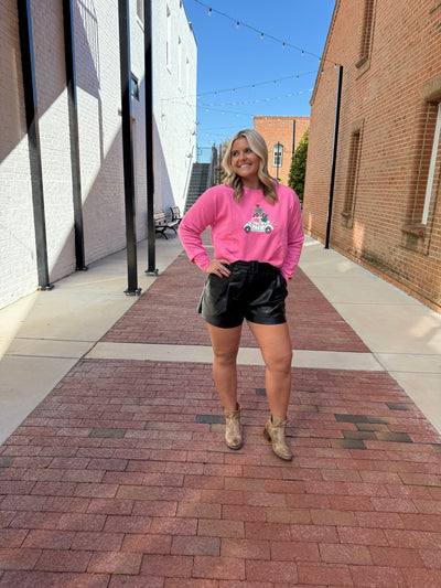 Pink Christmas Car Sweater