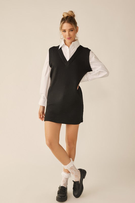 Layered Look Sweater Dress