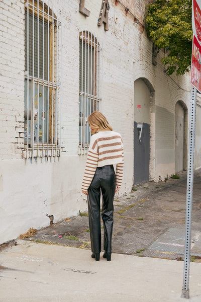 Sequin Striped Turtleneck Cropped Sweater