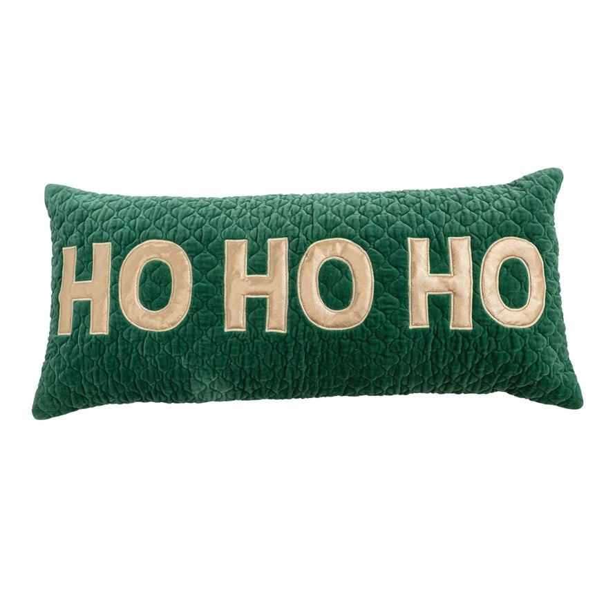 Woven Cotton Velvet Quilted Lumbar Pillow