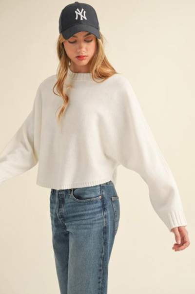 White Cape Hem Sweater