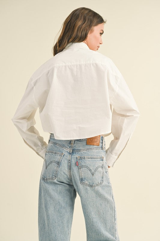 White Button Down Cropped Top