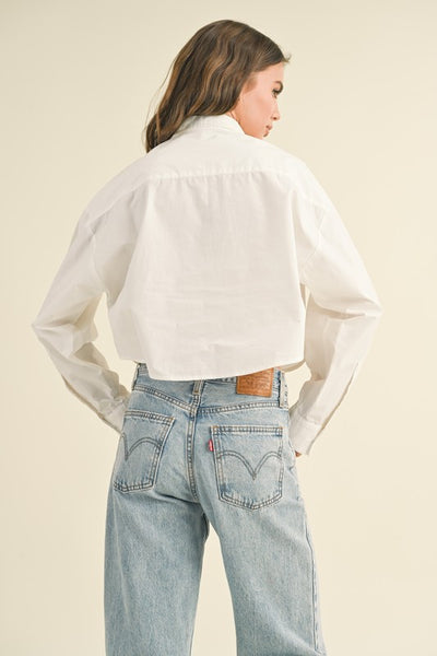 White Button Down Cropped Top