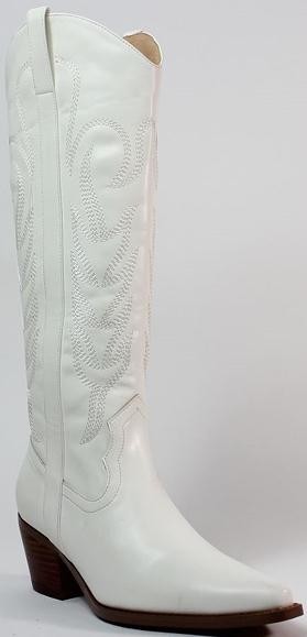 Jessie Tall Western Boot- White