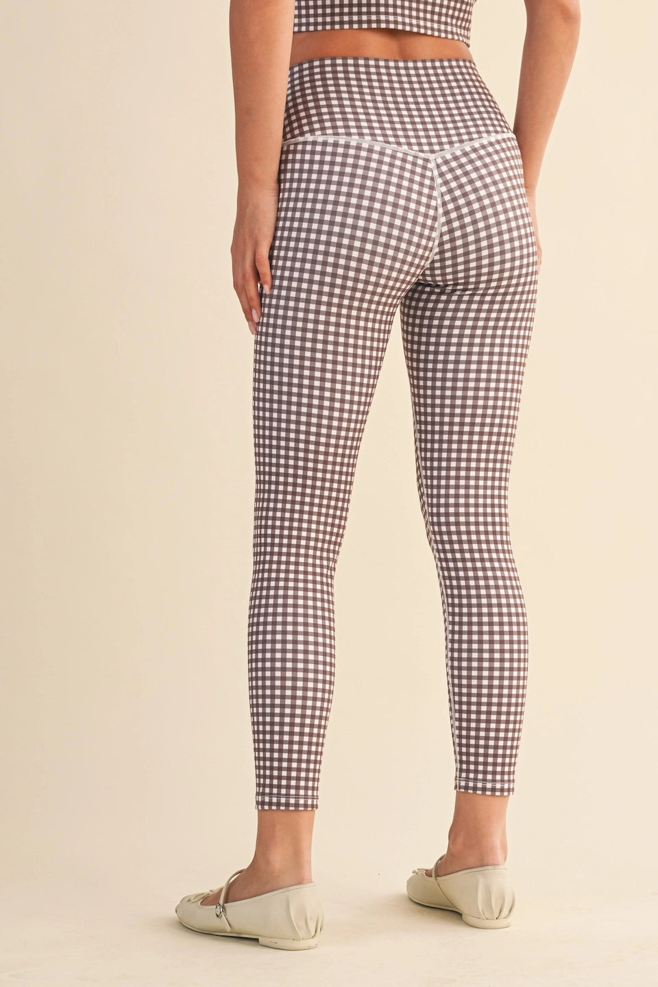 Gingham Print Legging Set- Brown